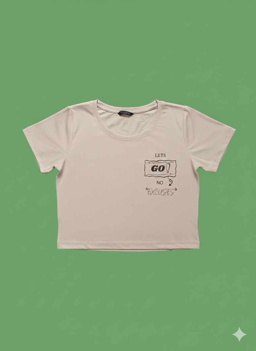 Light Tan Graphic Crop Top