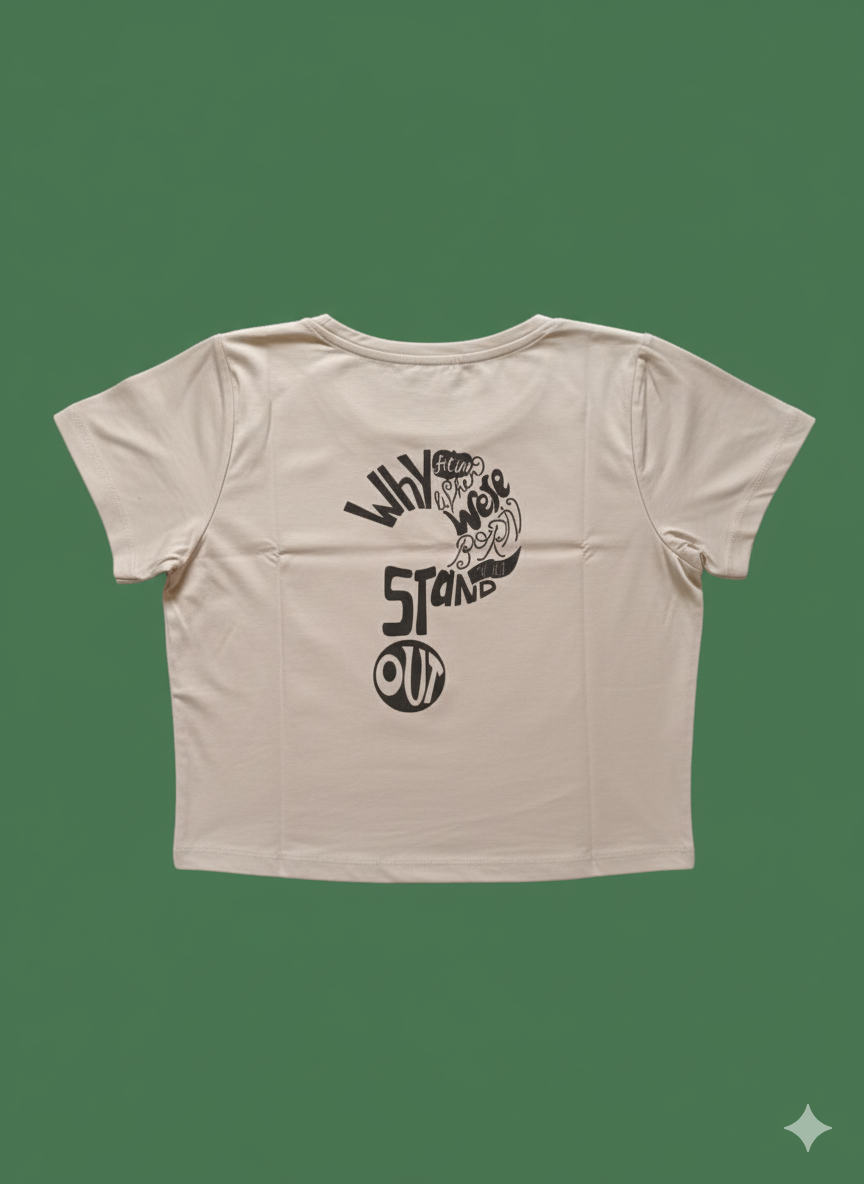 Light Tan Graphic Crop Top