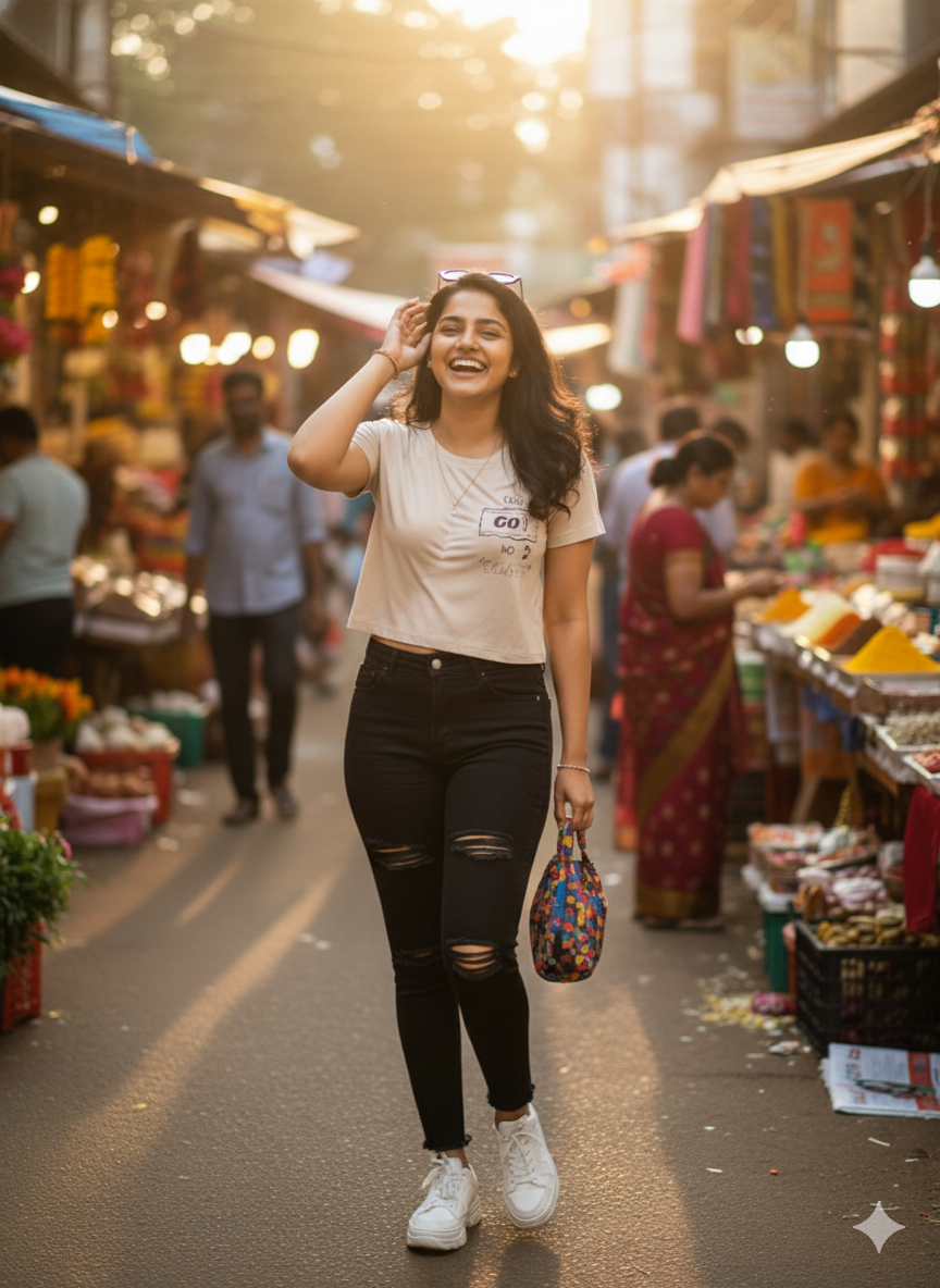 Light Tan Graphic Crop Top