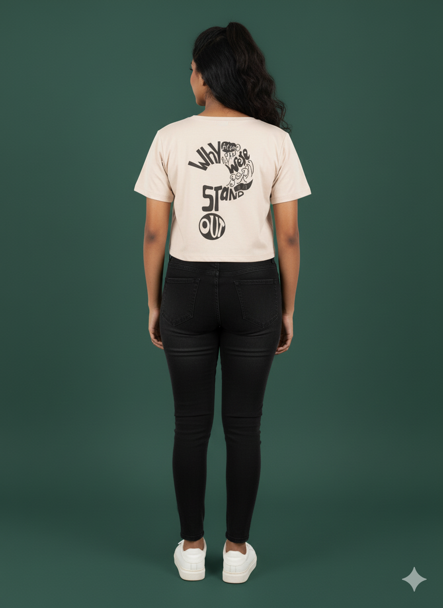 Light Tan Graphic Crop Top