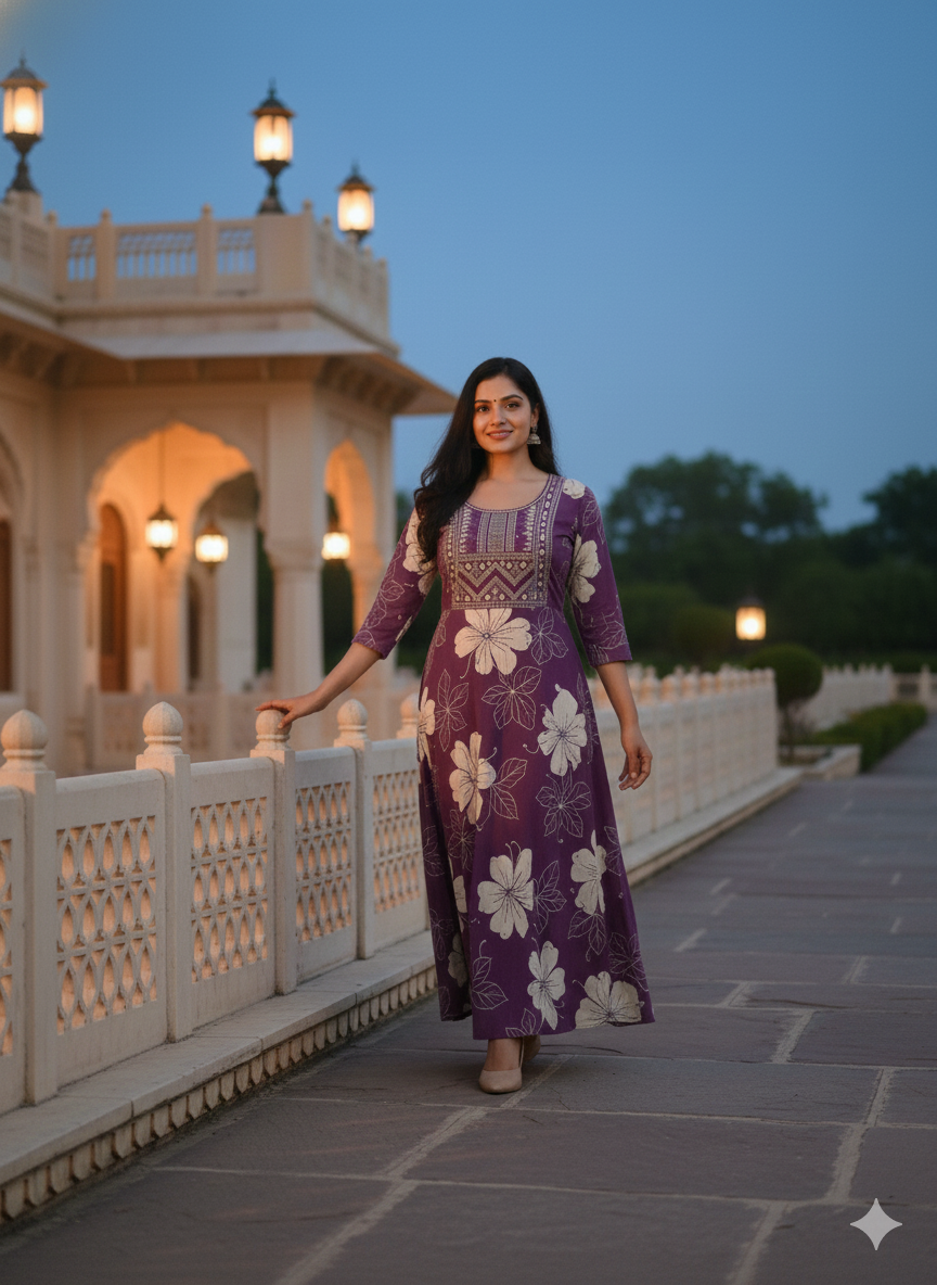 Kurtis - Long Umbrella Cut - purple