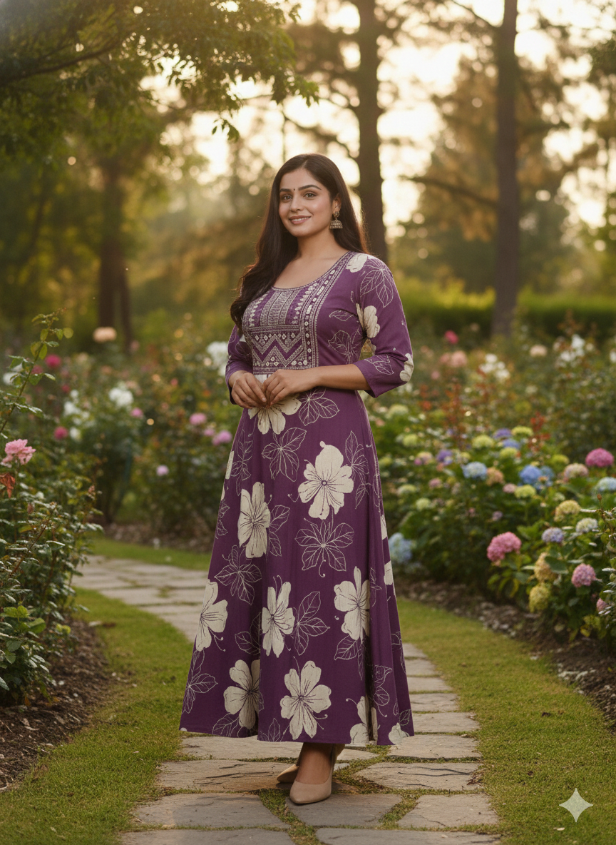 Kurtis - Long Umbrella Cut - purple